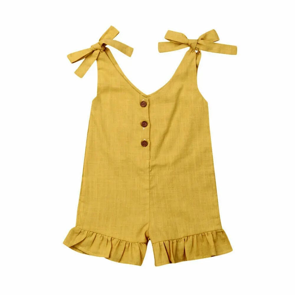 Salopette Courte Enfant avec Nœuds Épaules et Volants - Style Estival et Confortable - Salopette Mania