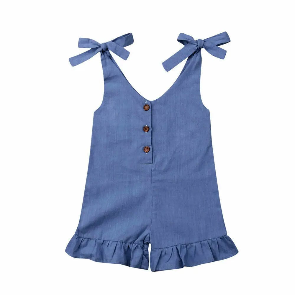 Salopette Courte Enfant avec Nœuds Épaules et Volants - Style Estival et Confortable - Salopette Mania
