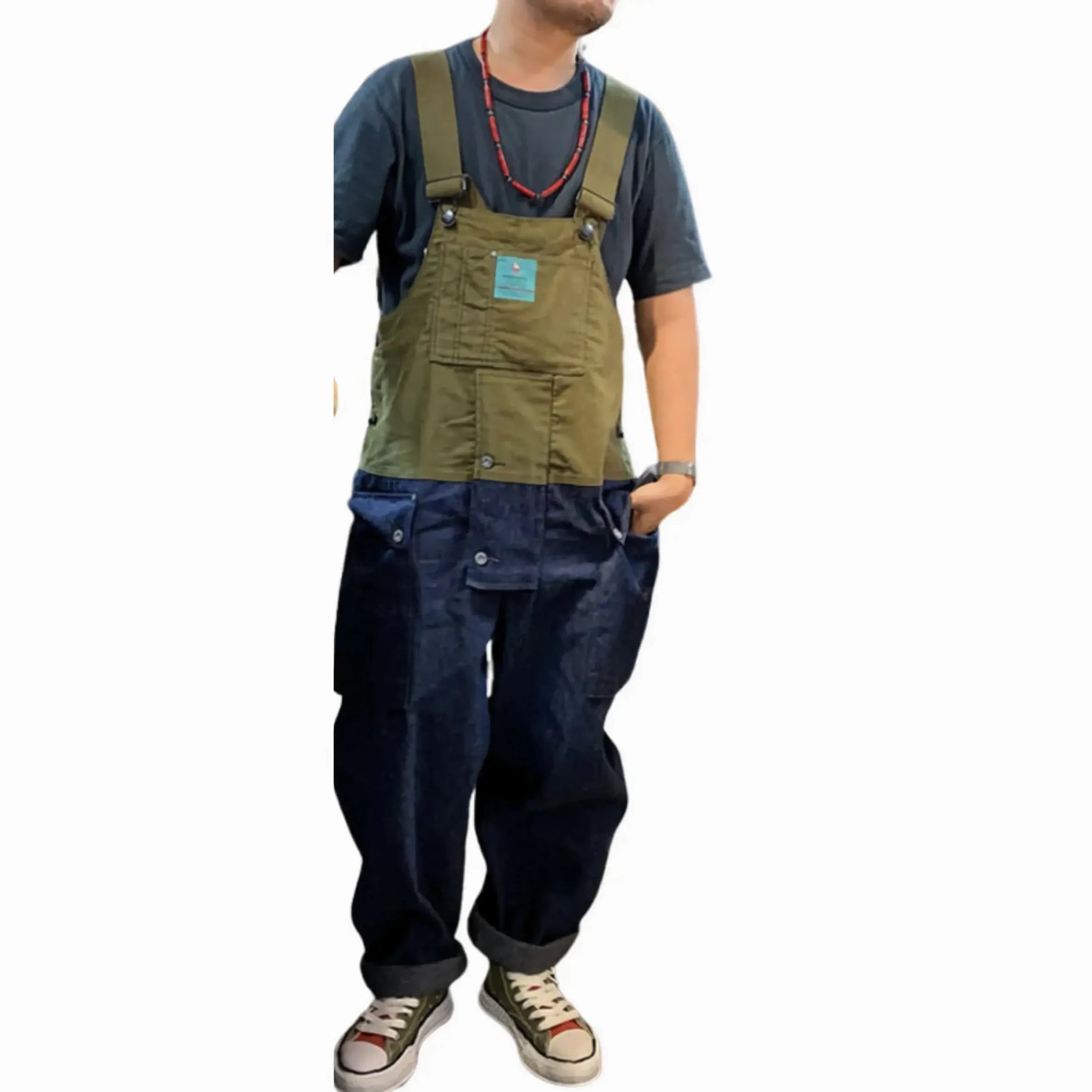 Salopette en Jean Bicolore pour Homme Cargo - Style Moderne et Fonctionnel - Salopette Mania