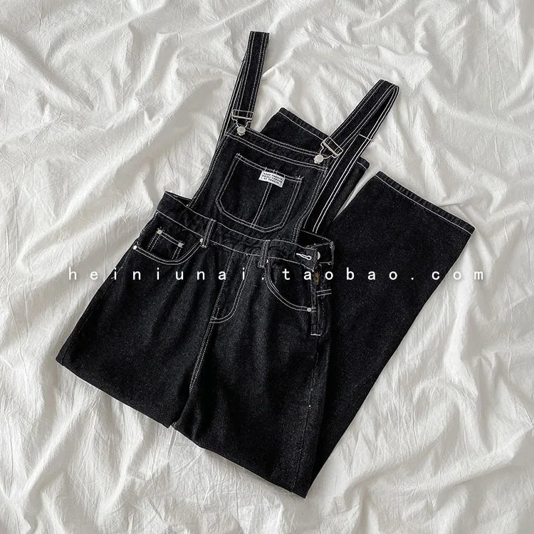 Salopette en Jean Femme Boutonnée Style Coréen