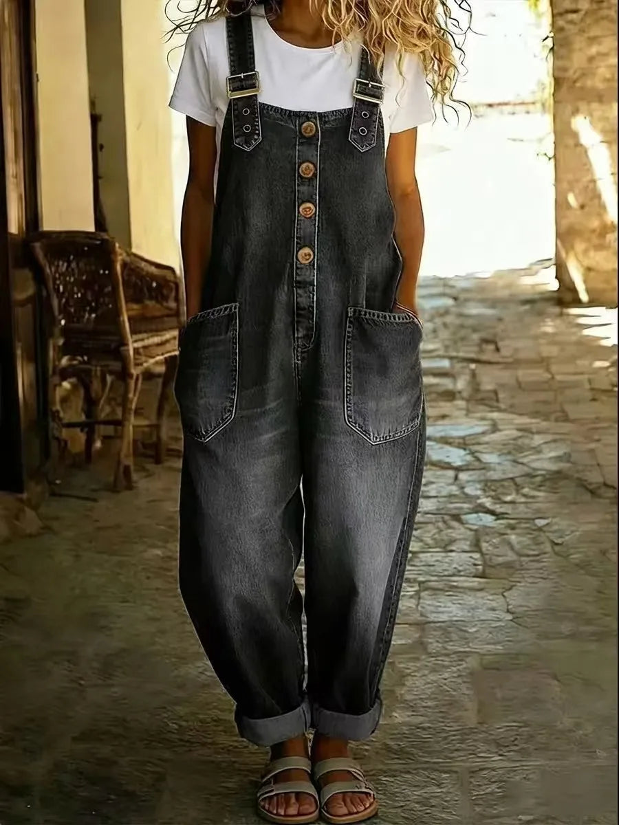 Salopette en Jean Femme Rétro Longue