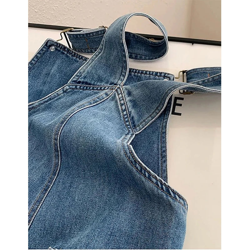 Salopette en Jean Femme Vintage Jambe Large