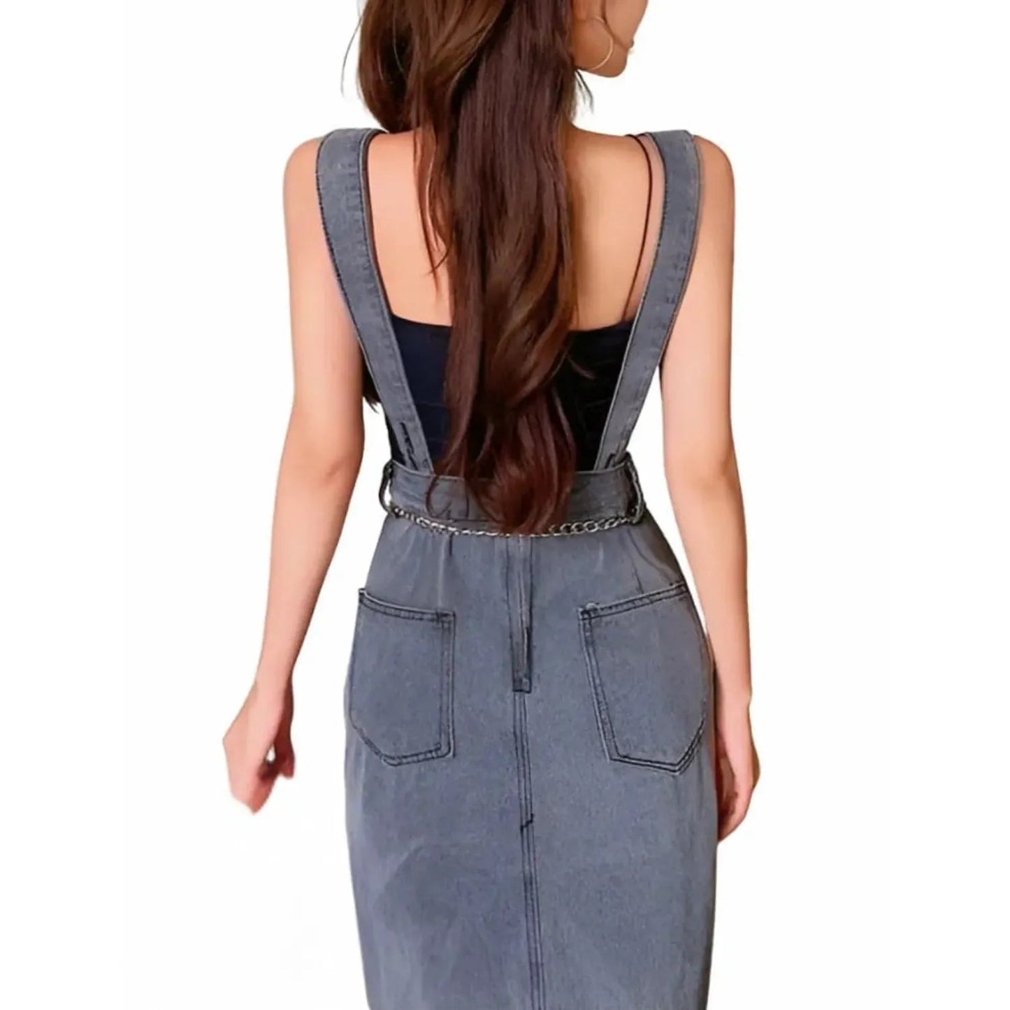 Salopette Robe en Jean Noir pour Femme - Élégance Décontractée - Salopette Mania