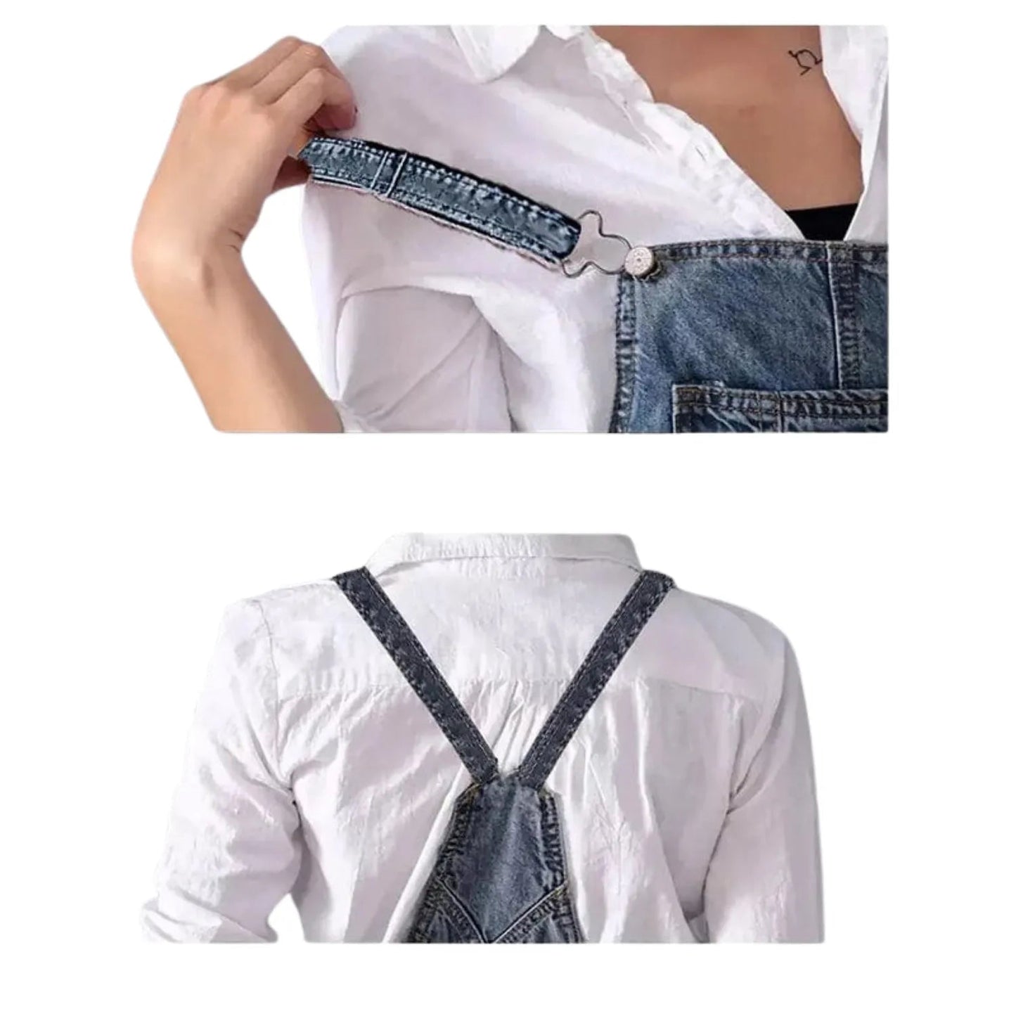 Salopette Robe Longue en Jean Délavé avec Détails Usés pour Femme - Salopette Mania