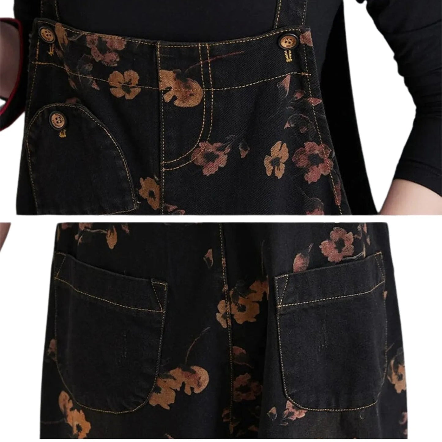 Salopette Vintage à Motifs Floraux - Style Bohème et Original - Salopette Mania
