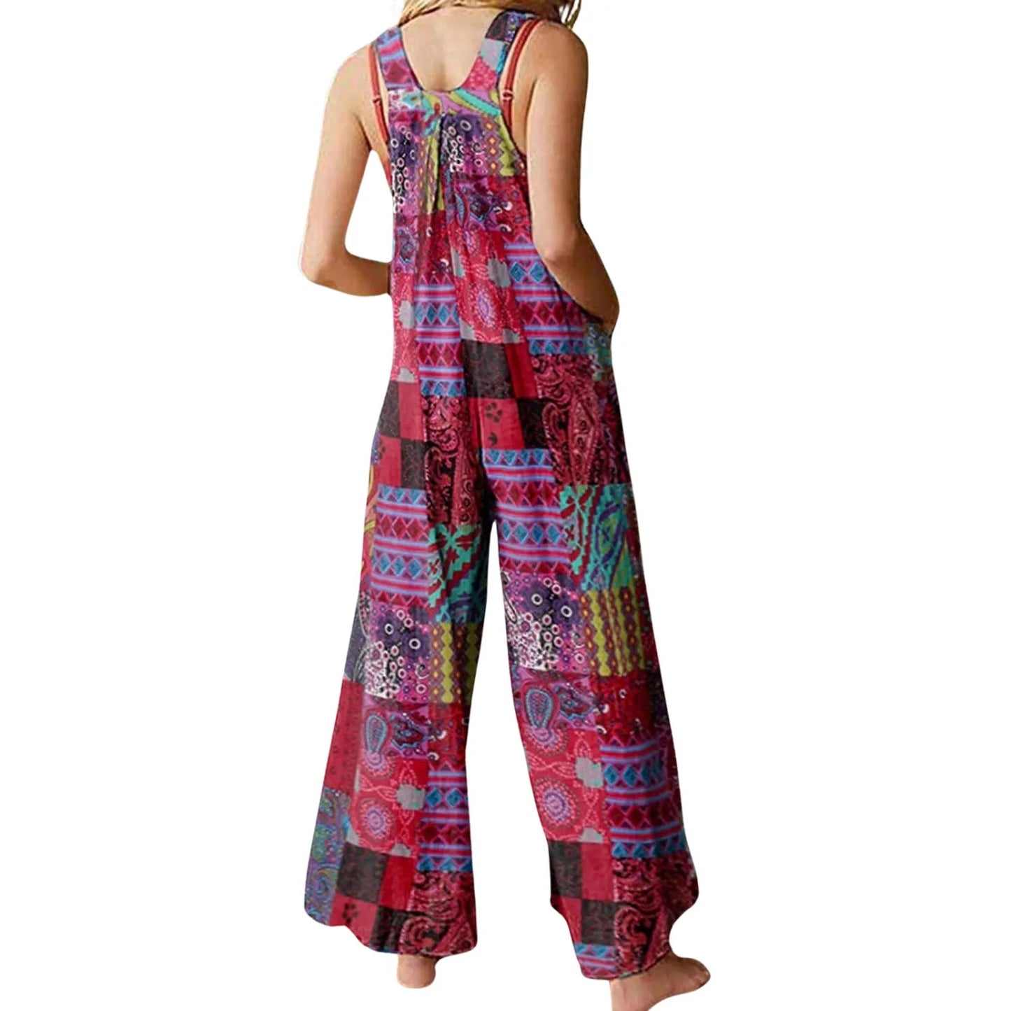 Salopette Vintage Style Patchwork Coloré pour Femme - Look Bohème Chic - Salopette Mania