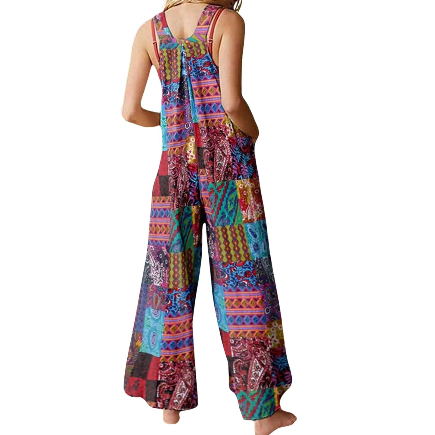 Salopette Vintage Style Patchwork Coloré pour Femme - Look Bohème Chic - Salopette Mania