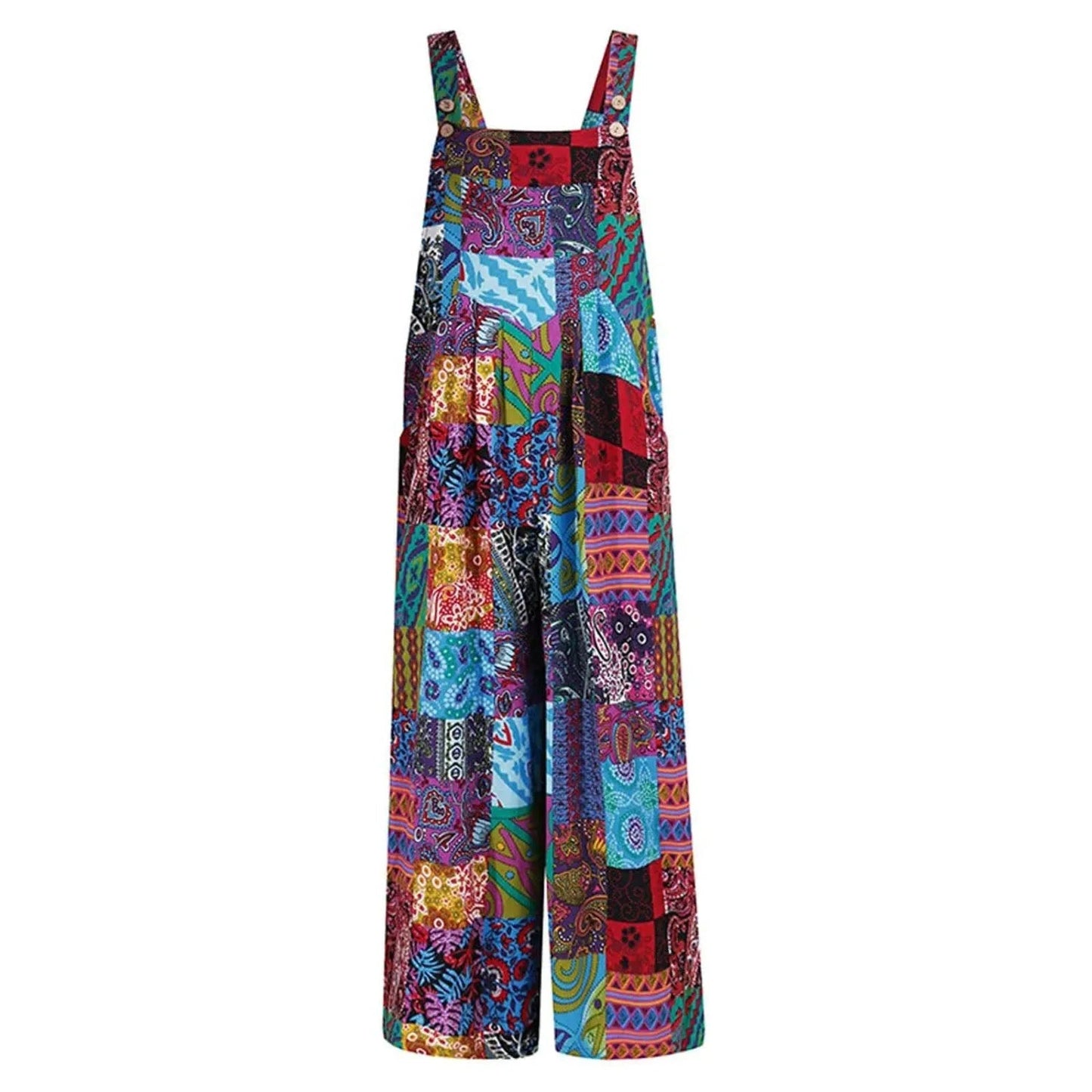 Salopette Vintage Style Patchwork Coloré pour Femme - Look Bohème Chic - Salopette Mania