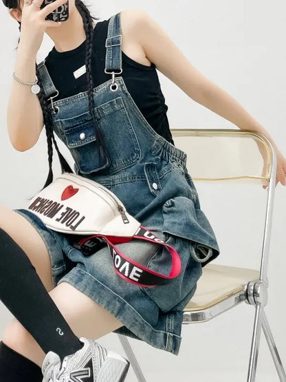 Salopette Short en Jean Femme Style Américain