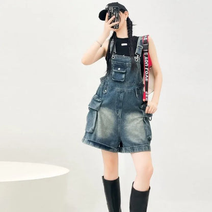 Salopette Short en Jean Femme Style Américain