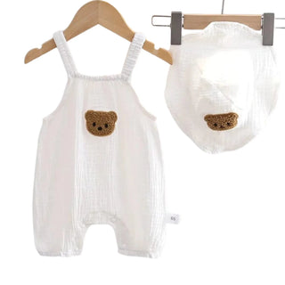 Ensemble Salopette Bébé en Coton Doux avec Motif Ours - Salopette Mania