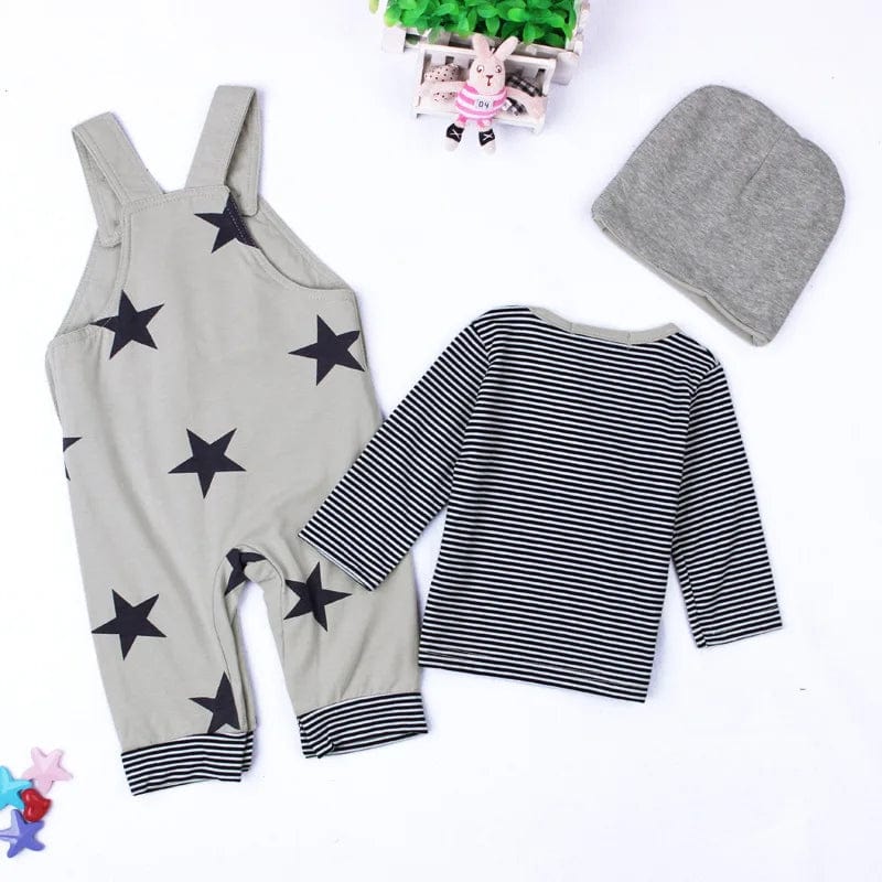 Ensemble Salopette et Bonnet Bébé avec Étoiles - Confort et Style Assurés - Salopette Mania