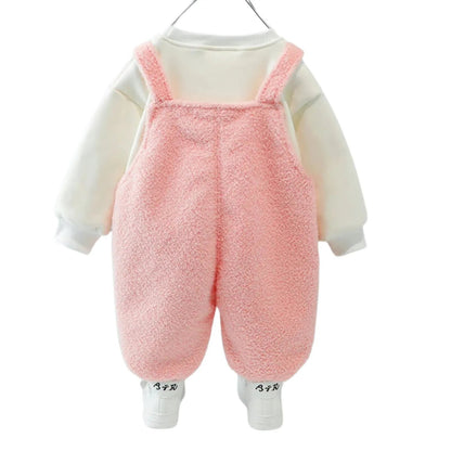 Ensemble Salopette et Pull Enfant - Motif Ours Rose Douillet et Adorable - Salopette Mania