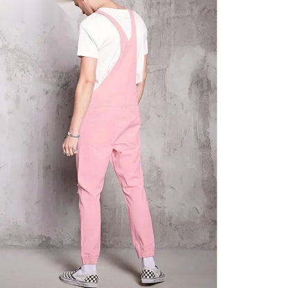 Salopette en Jean Rose Homme Distressed