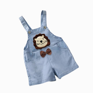 Salopette Bébé en Jean - Motif Lion et Noeud Papillon pour un Look Adorable - Salopette Mania