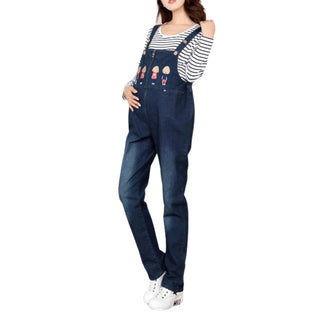 Salopette de Grossesse en Jean avec Motif Écolières - Confort et Style pour Futures Mamans - Salopette Mania