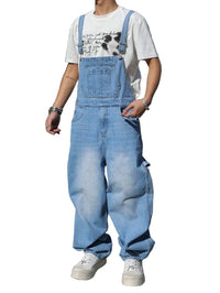 Salopette en Jean Bleu Clair Homme Jambe Large