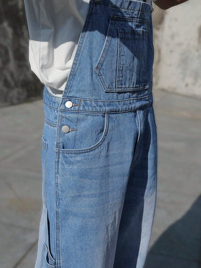 Salopette en Jean Bleu Clair Homme Jambe Large