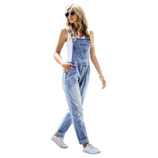 Salopette en Jean Déchirée pour Femme - Style Urbain et Tendance - Salopette Mania