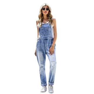 Salopette en Jean Déchirée pour Femme - Style Urbain et Tendance - Salopette Mania