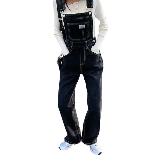 Salopette en Jean Femme Boutonnée Style Coréen