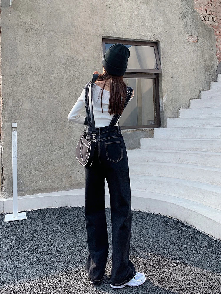 Salopette en Jean Femme Boutonnée Style Coréen