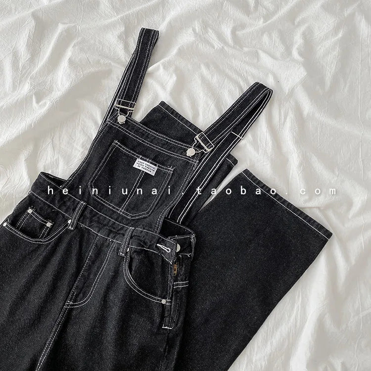 Salopette en Jean Femme Boutonnée Style Coréen