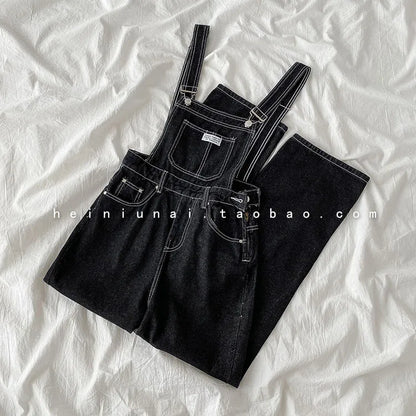 Salopette en Jean Femme Boutonnée Style Coréen