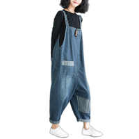 Salopette en Jean Femme Patchwork Oversize