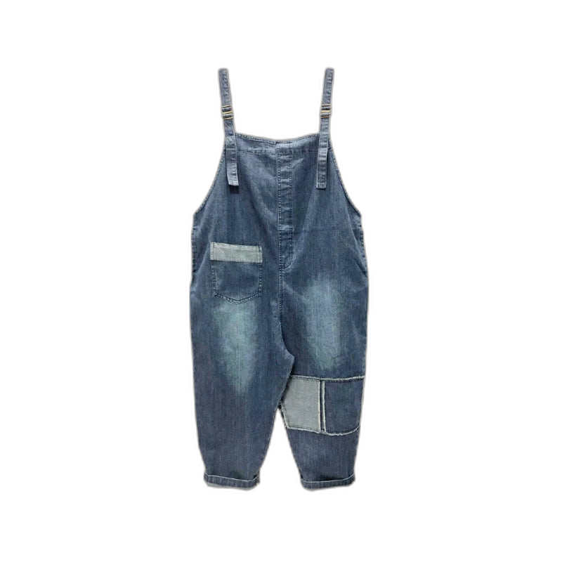 Salopette en Jean Femme Patchwork Oversize