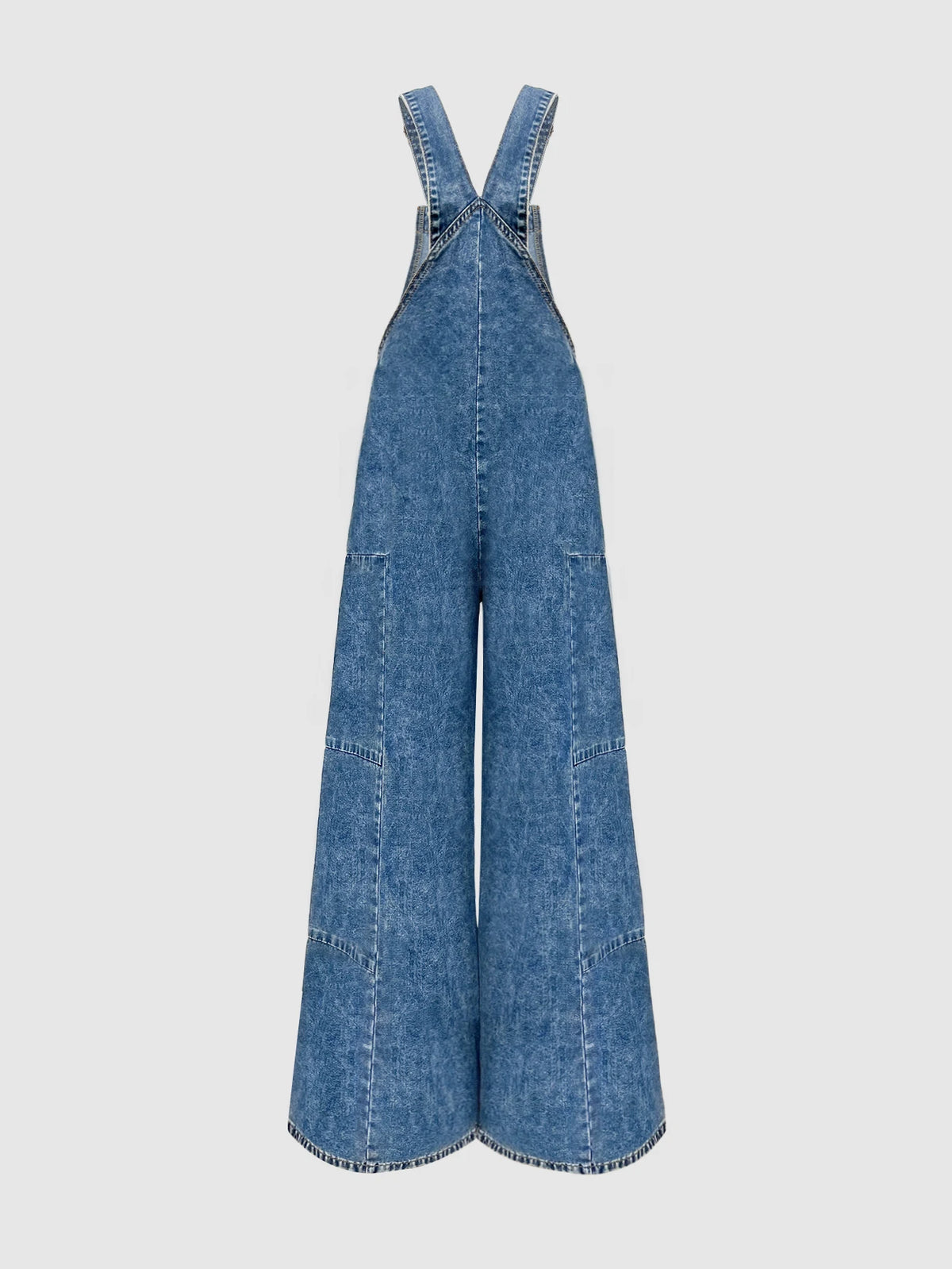 Salopette en Jean Femme Rétro Jambe Large Légère
