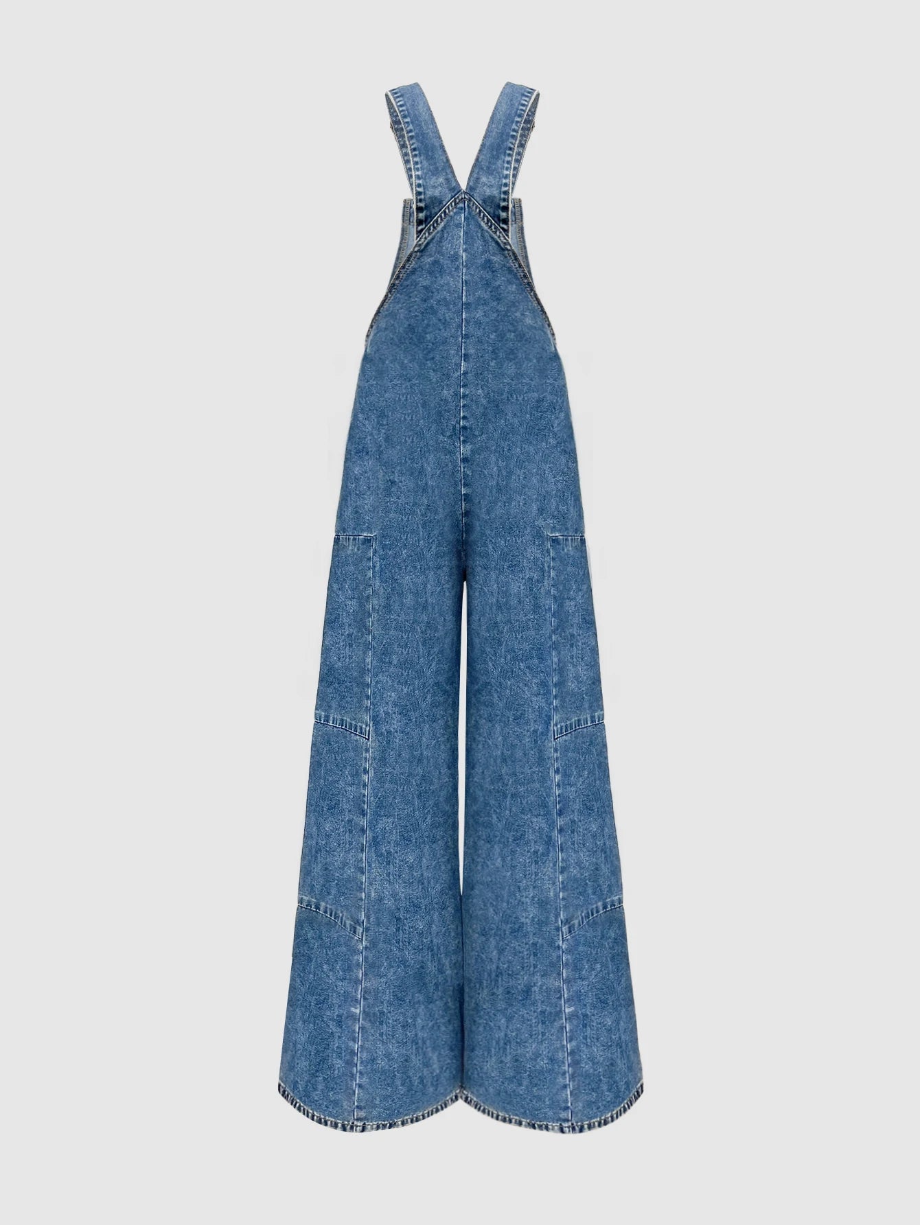 Salopette en Jean Femme Rétro Jambe Large Légère