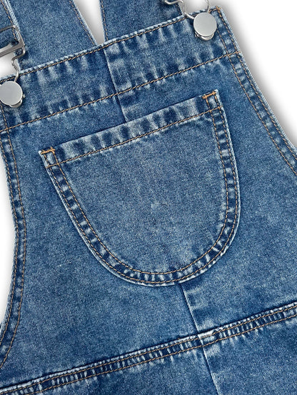 Salopette en Jean Femme Rétro Jambe Large Légère
