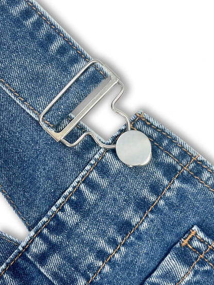 Salopette en Jean Femme Rétro Jambe Large Légère