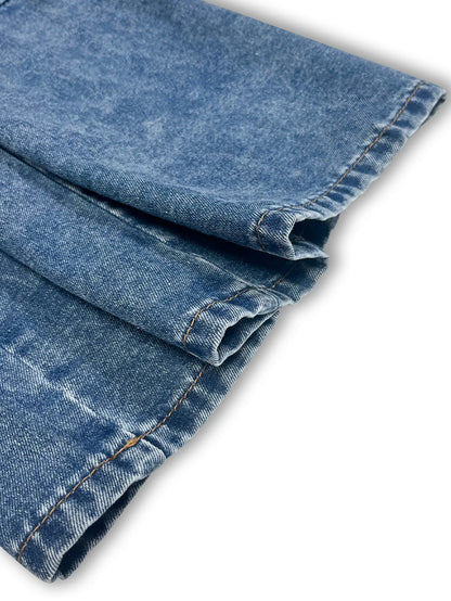 Salopette en Jean Femme Rétro Jambe Large Légère