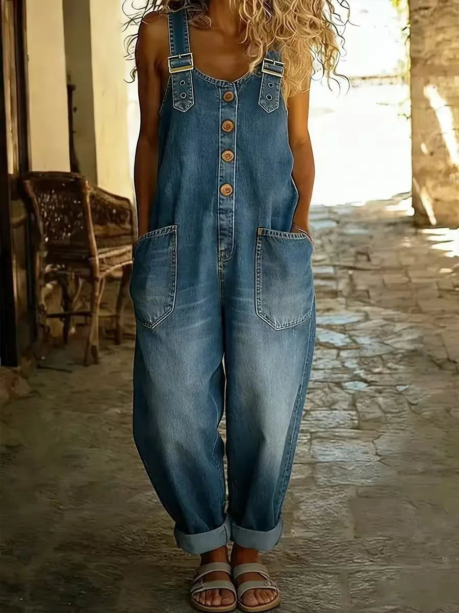 Salopette en Jean Femme Rétro Longue