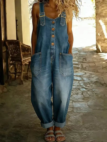 Salopette en Jean Femme Rétro Longue