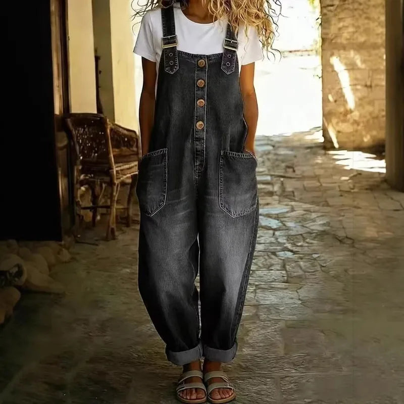 Salopette en Jean Femme Rétro Longue