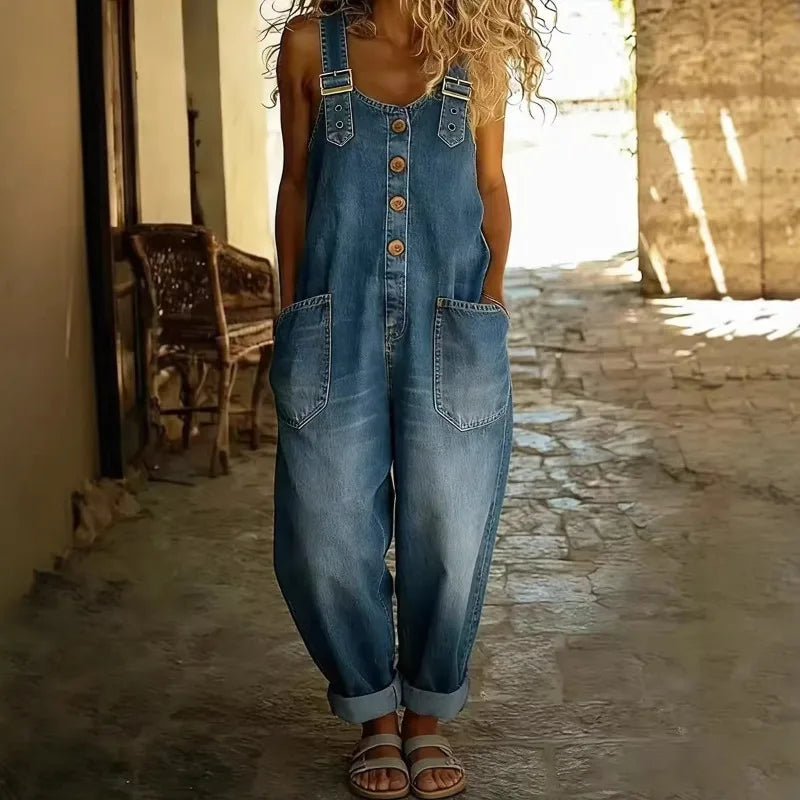Salopette en Jean Femme Rétro Longue