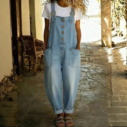 Salopette en Jean Femme Rétro Longue