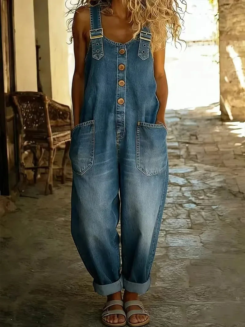 Salopette en Jean Femme Rétro Longue