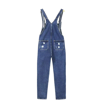Salopette en Jean Femme Trous Streetwear