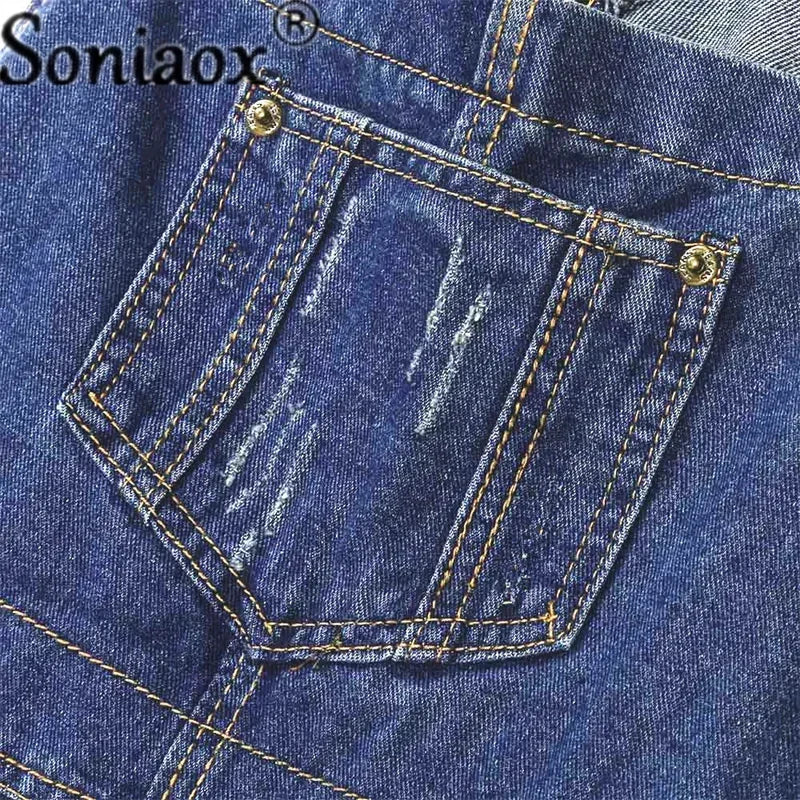 Salopette en Jean Femme Trous Streetwear