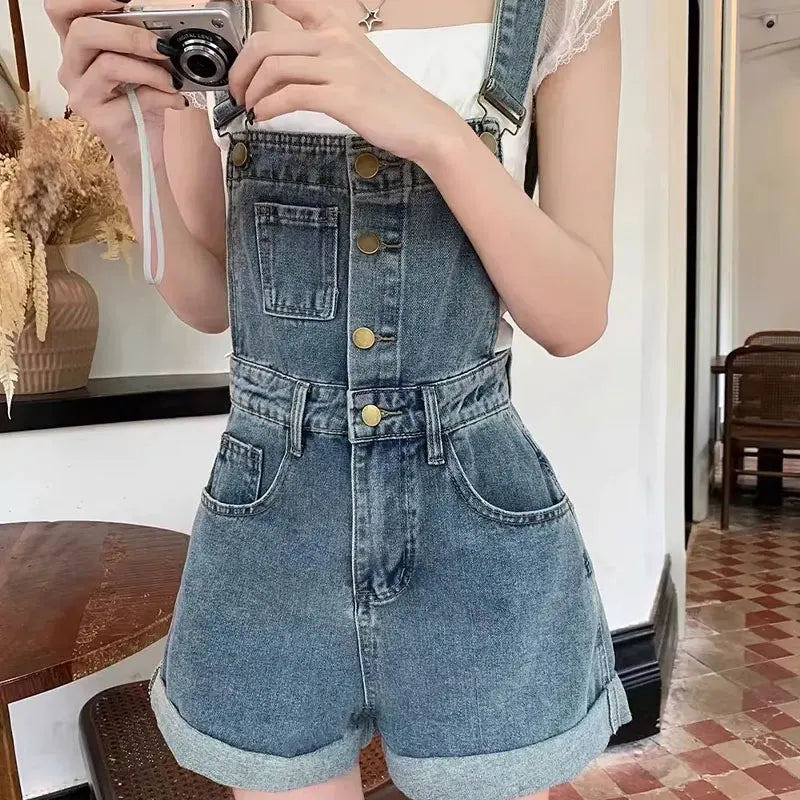 Salopette en Jean Femme Vintage Ourlet Roulé