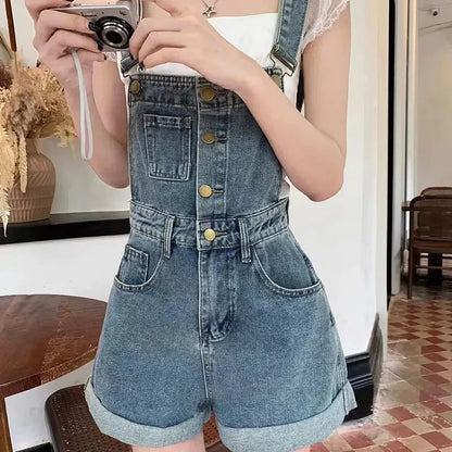 Salopette en Jean Femme Vintage Ourlet Roulé