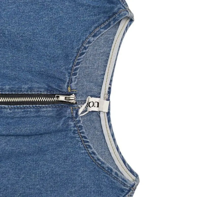 Salopette en Jean Femme Zip Taille Haute