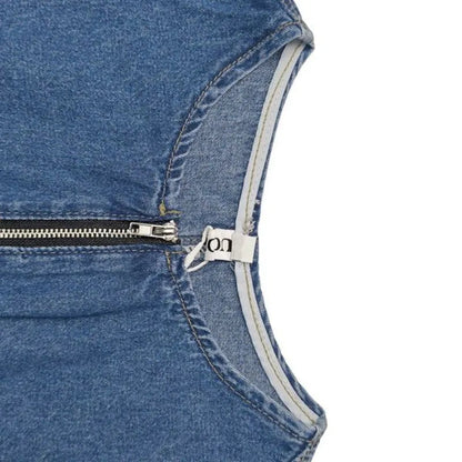 Salopette en Jean Femme Zip Taille Haute