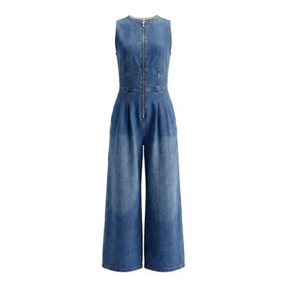 Salopette en Jean Femme Zip Taille Haute