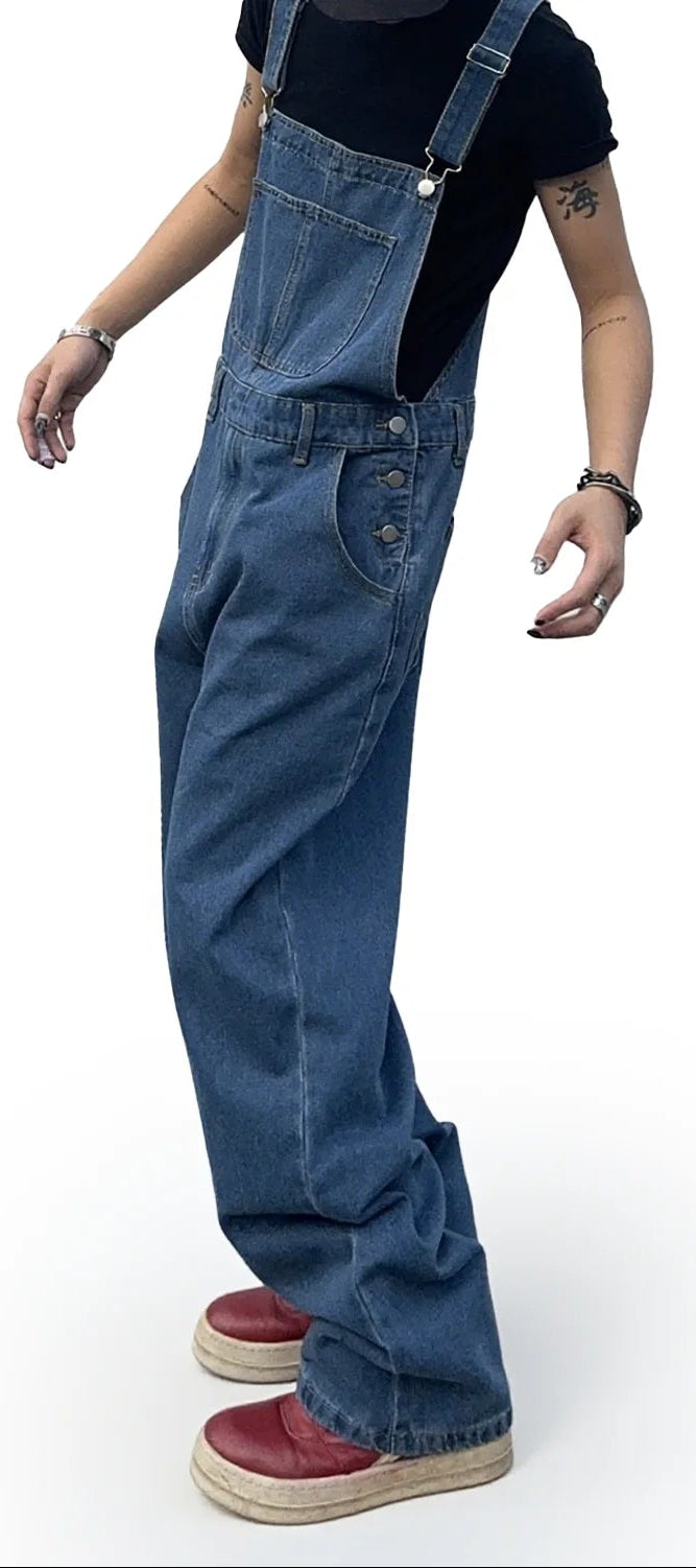 Salopette en Jean Homme Coupe Baggy Décontractée