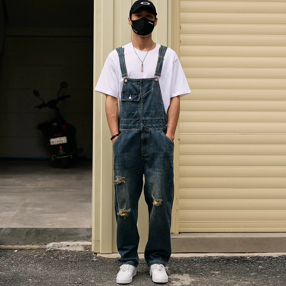 Salopette en Jean Homme Déchirée Distressed